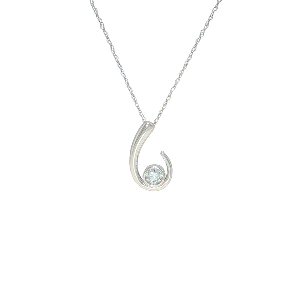 14K White Gold Laboratory Grown Diamond Swirl Pendant with Complimentary Presentation Chain West and Company Auburn, NY
