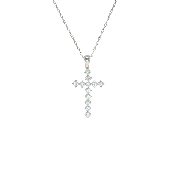 14K White Gold Laboratory Grown Diamond Cross Pendant West and Company Auburn, NY