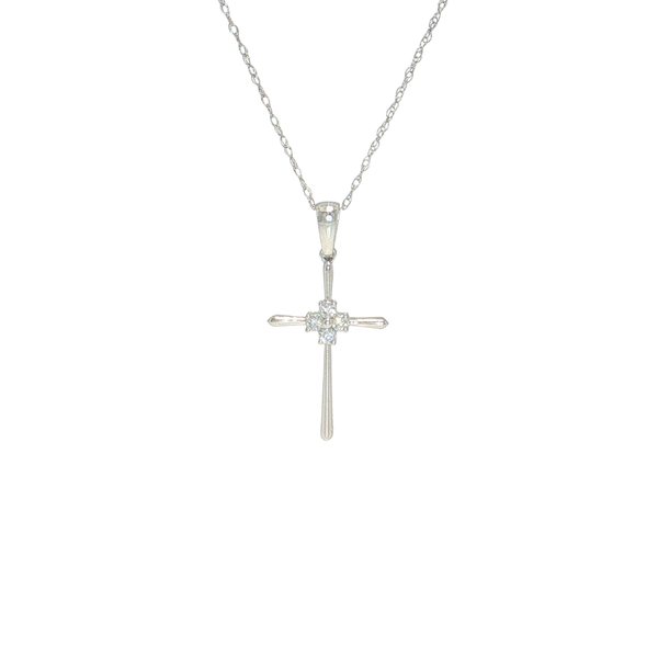 14K White Gold Diamond Accented Cross Pendant with Complimentary Presentation Chain West and Company Auburn, NY