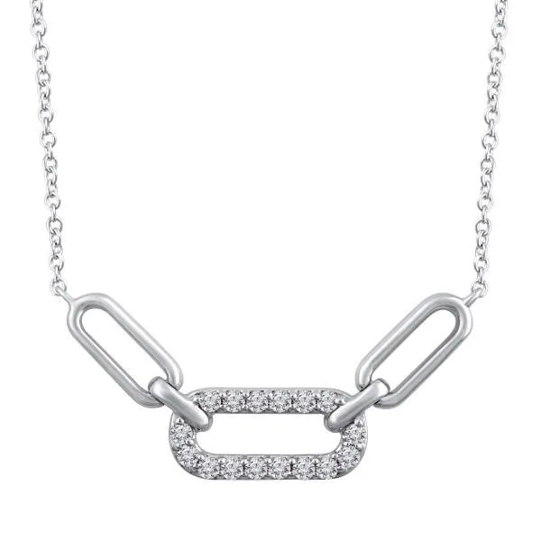 Sterling Silver Diamond Chain Link Style Necklace .17CTW West and Company Auburn, NY