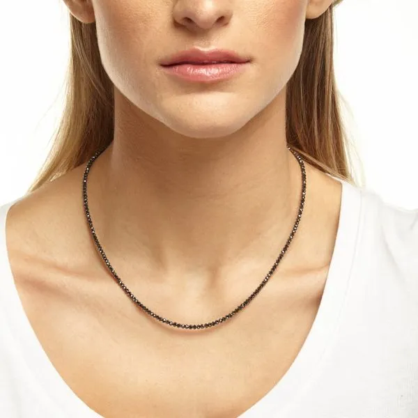14K White Gold Black Diamond Bead Necklace West and Company Auburn, NY