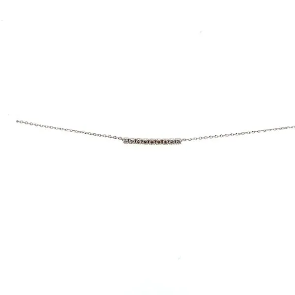 14K White Gold Adjustable Diamond Bar Necklace 16-18 Inches Image 2 West and Company Auburn, NY