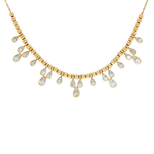 14K Yellow Gold Diamond Drop Beaded Necklace .85TDW 18 Inches West and Company Auburn, NY