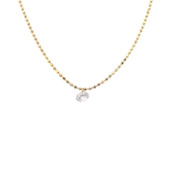 14K Yellow Gold 18 inch Single .15 ct Pierced Diamond Dashing Diamond Necklace West and Company Auburn, NY