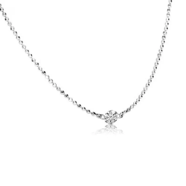 14K White Gold Dancing .05CT Diamond Pendant on 18 Inch Chain West and Company Auburn, NY