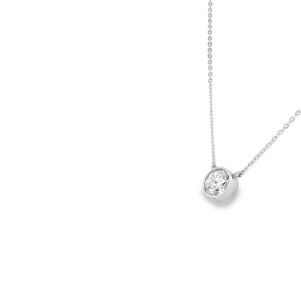 14K White Gold 1.04CT Laboratory Grown Diamond Pendant on Diamond Cut Cable Chain Image 3 West and Company Auburn, NY