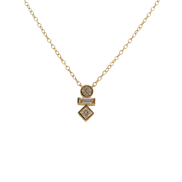 10K Yellow Gold Multi Shape Lab Grown Diamond Necklace with Lobster Claw Clasp West and Company Auburn, NY
