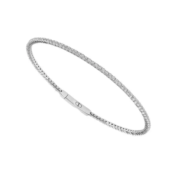 14K White Gold 1.50ctw Flexible Eternity Bangle Bracelet With Push Button Safety Closure West and Company Auburn, NY