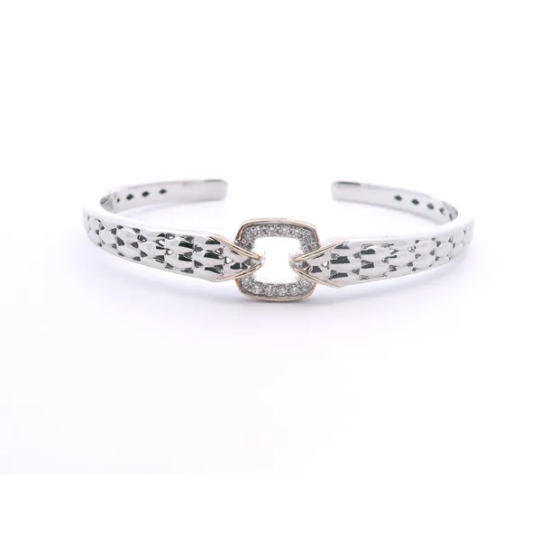 Sterling  Italian Silver Hinge Bracelet With .19CTW Diamonds And 14K Solid Yellow Gold Accents West and Company Auburn, NY