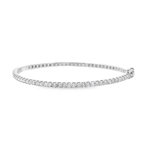 14K White Gold 1.5CTW Diamond Bangle Bracelet with Safety Lock West and Company Auburn, NY