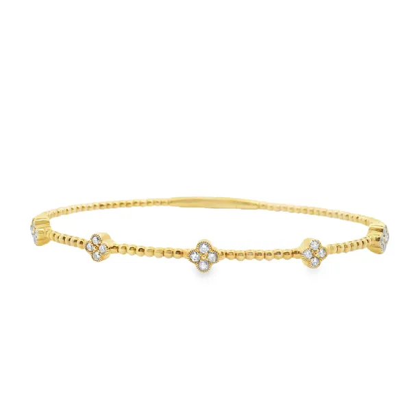 14K Yellow Gold Flexible Diamond Clover Bracelet .45CTW West and Company Auburn, NY
