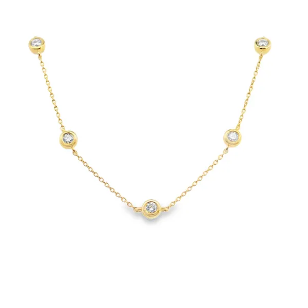18K Yellow Gold 5 Stone Bezel Set Diamond Station Bracelet with Lobster Claw Clasp .40CTW West and Company Auburn, NY