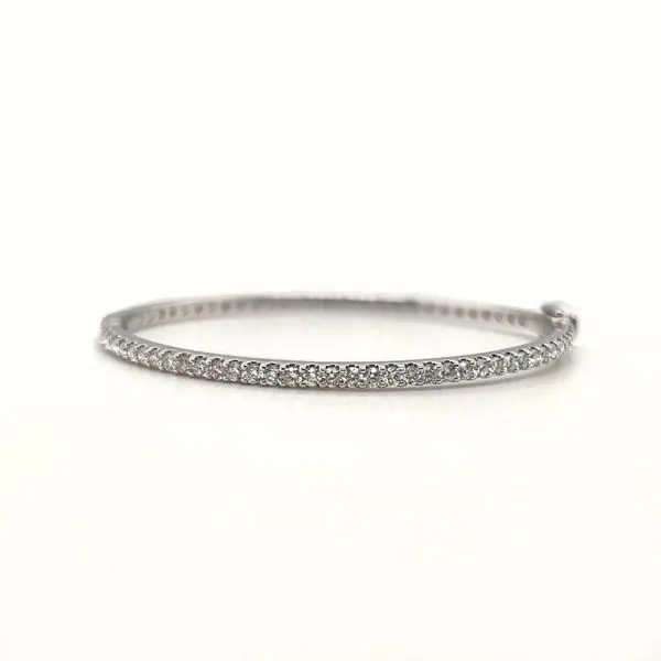 14K White Gold 1.5CTW Diamond Bangle Bracelet with Safety Lock West and Company Auburn, NY