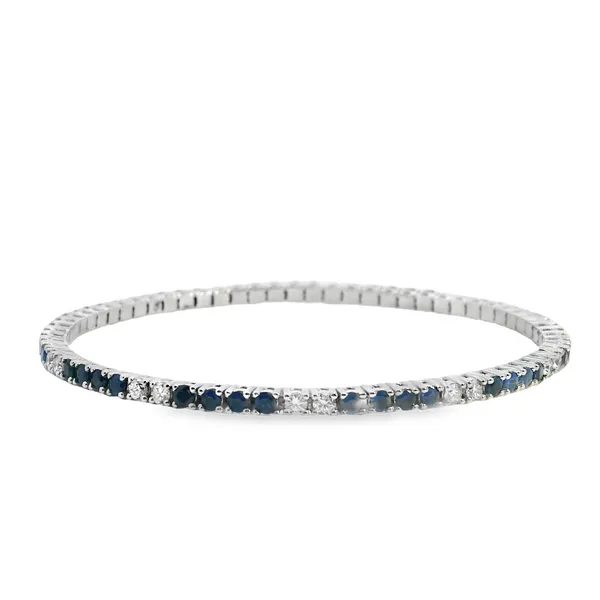 14K White Gold Pickleball Bracelet Sapphire and Diamond 1.05CTW 2.87TGW West and Company Auburn, NY
