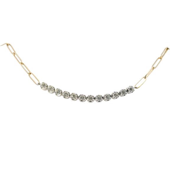14K Two Tone Diamond Paperclip Bracelet 1.30CTW West and Company Auburn, NY