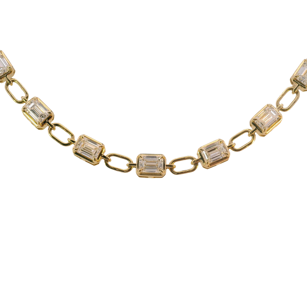 14K Yellow Gold Emerald Cut Laboratory Grown Diamond Tennis Bracelet with Lobster Claw Clasp 4.37CTW West and Company Auburn, NY