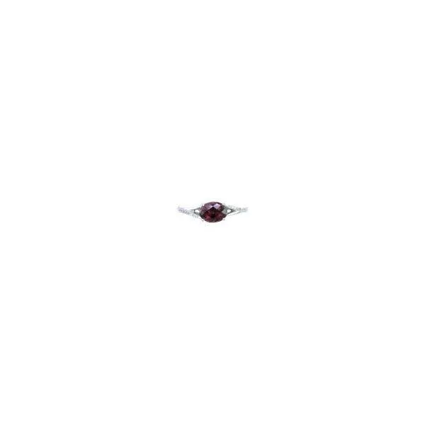 14K White Gold Checkerboard Cut Rhodolite Garnet and Diamond Ring West and Company Auburn, NY
