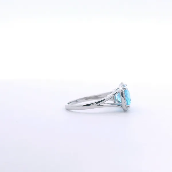 14K White Gold 3.41ct Blue Topaz Ring with .12ct Diamond Accents Image 3 West and Company Auburn, NY