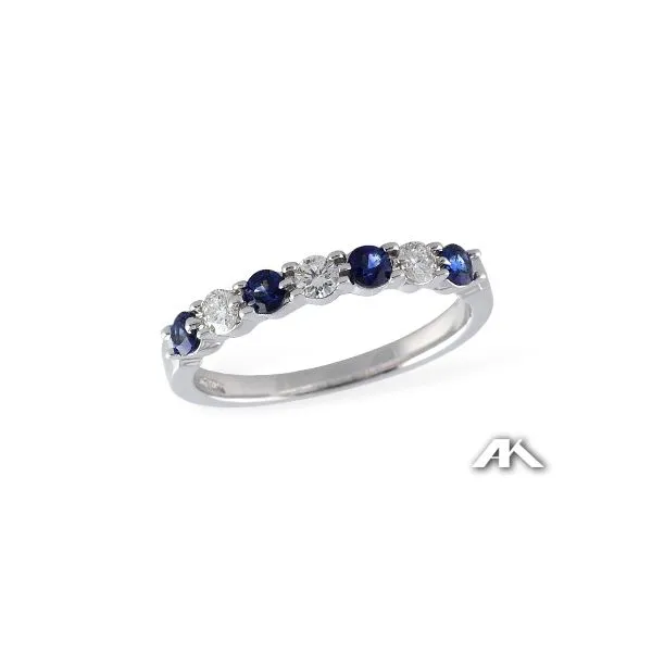 14K White Gold Sapphire and Diamond Band West and Company Auburn, NY