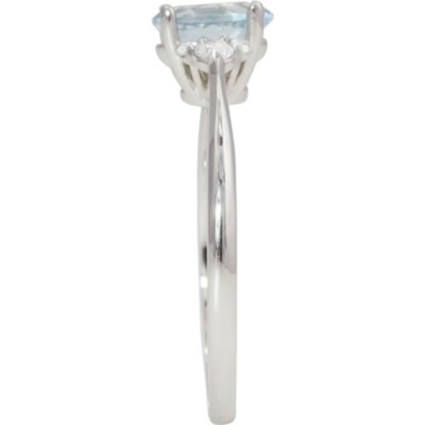 14K White Gold Oval Aquamarine Ring with .12ct Diamond Accents Image 2 West and Company Auburn, NY