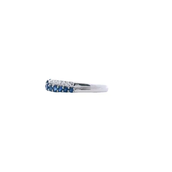 14K White Gold Sapphire and Diamond Band Ring .83TGW .18TDW Image 2 West and Company Auburn, NY