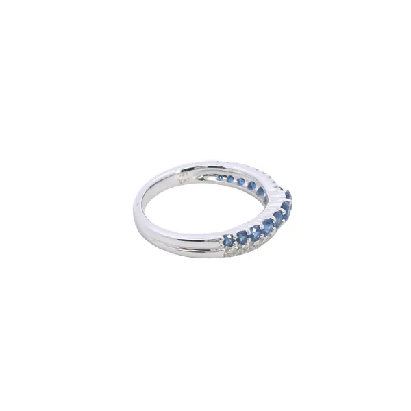 14K White Gold Sapphire and Diamond Band Ring .83TGW .18TDW Image 4 West and Company Auburn, NY