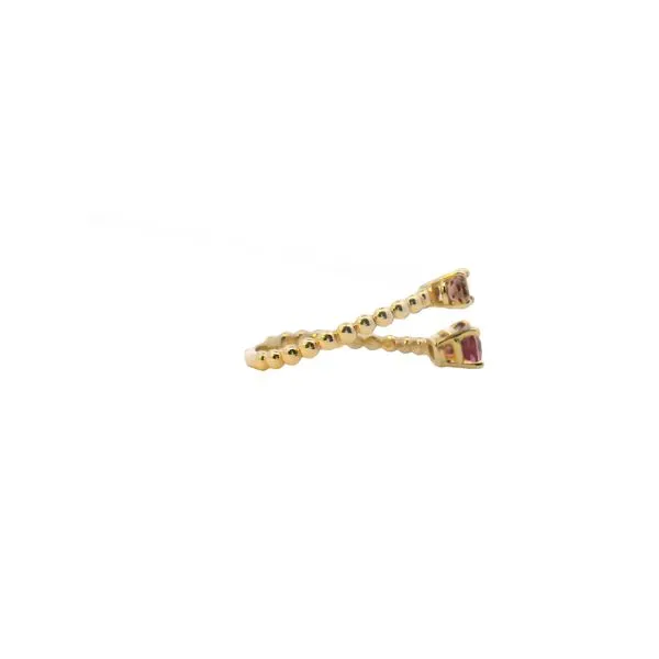 14K Yellow Gold PinkTourmaline and Imperial Topaz Bypass Style Ring with Beaded Shank Image 2 West and Company Auburn, NY