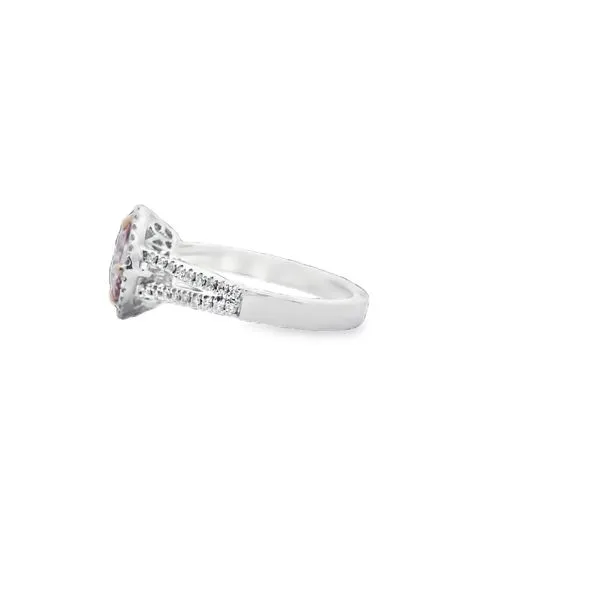 18K White Gold Morganite and Diamond Ring with Rose Gold Claw Prongs (1.09Morganite .30TDW) Image 2 West and Company Auburn, NY