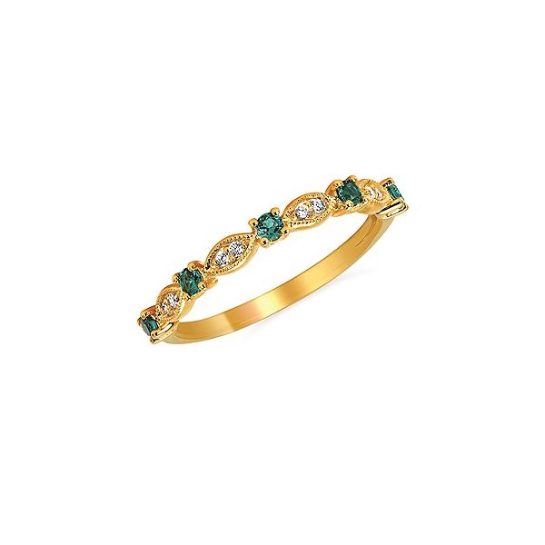 14K Yellow Gold Emerald and Diamond Fashion Ring West and Company Auburn, NY