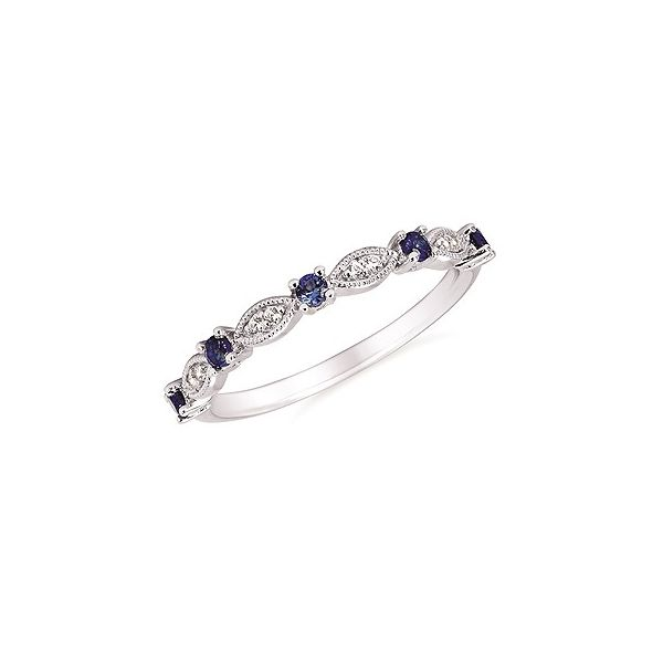 14K White Gold Sapphire and Diamond Band Ring West and Company Auburn, NY