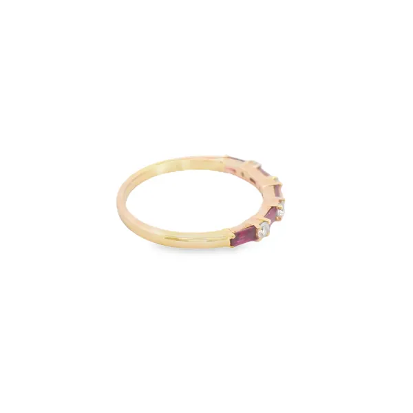 14K Yellow Gold Baguette Natural Ruby and Diamond Band Ring Image 4 West and Company Auburn, NY
