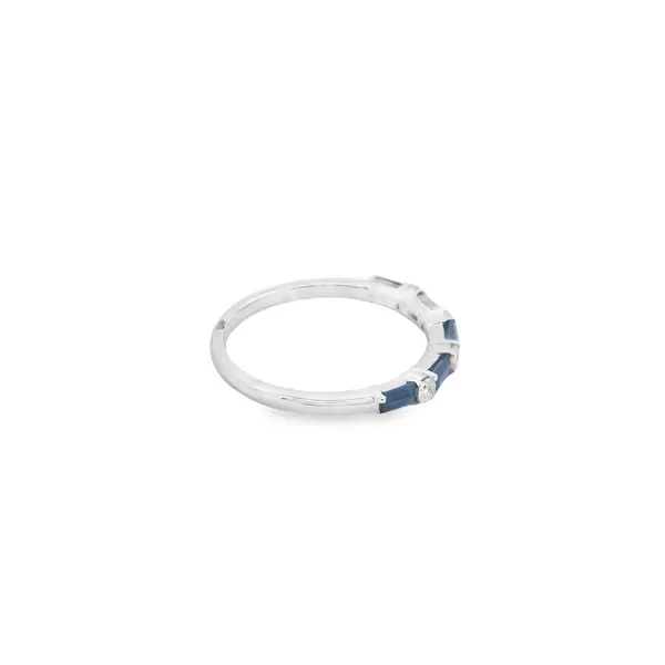 14K White Gold Baguette Sapphire and Round Diamond Band Ring Image 4 West and Company Auburn, NY