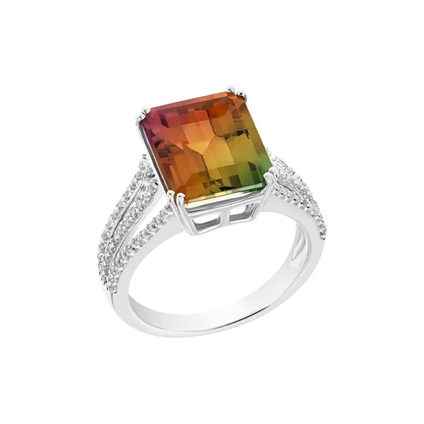 Sterling Silver Emerald Cut Lusterine Ring West and Company Auburn, NY