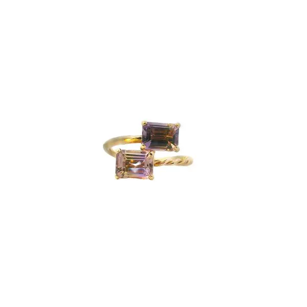 14K Yellow Gold Ametrine Bypass Ring Designed by Martha with Twist and High Polished Band Image 3 West and Company Auburn, NY