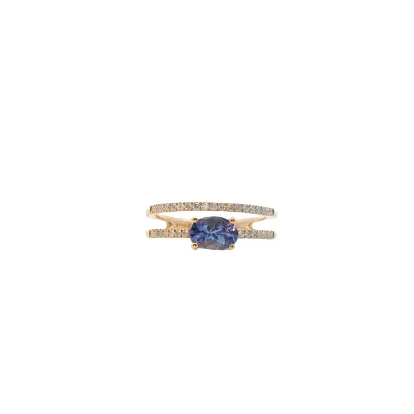 14K Yellow Gold Tanzanite and Diamond Stack -Look Ring West and Company Auburn, NY