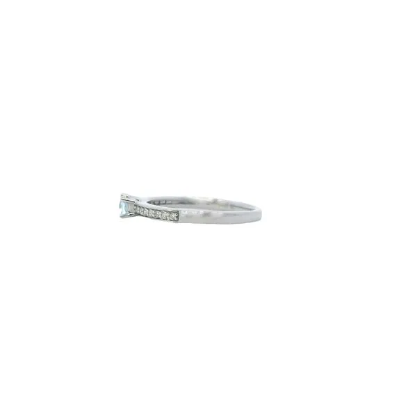 14K White Gold Aquamarine and Diamond Stackable Band Ring Image 2 West and Company Auburn, NY