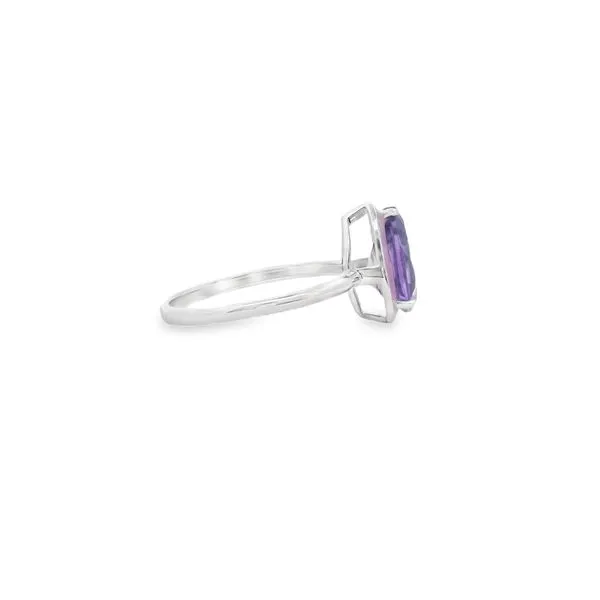 14K White Gold Pear Shaped Amethyst and Purple Enamel Ring Image 4 West and Company Auburn, NY