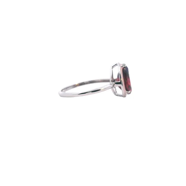 14K White Gold Pear Shaped Garnet and Pink Enamel Ring Image 4 West and Company Auburn, NY