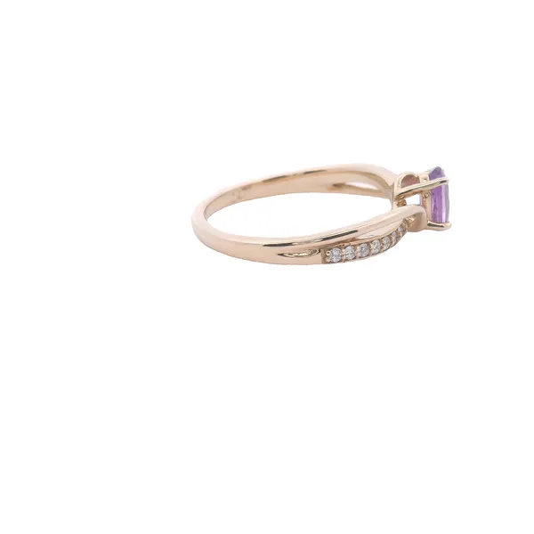 14K Yellow Gold Pink Sapphire and Diamond Ring Image 2 West and Company Auburn, NY