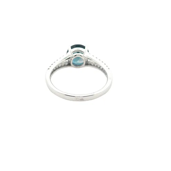14K White Gold London Blue Topaz and Diamond Split Shank Ring Image 3 West and Company Auburn, NY