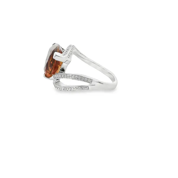 Sterling Silver Lab Created Lusterine and Created White Sapphire Bypass Design Ring Image 3 West and Company Auburn, NY