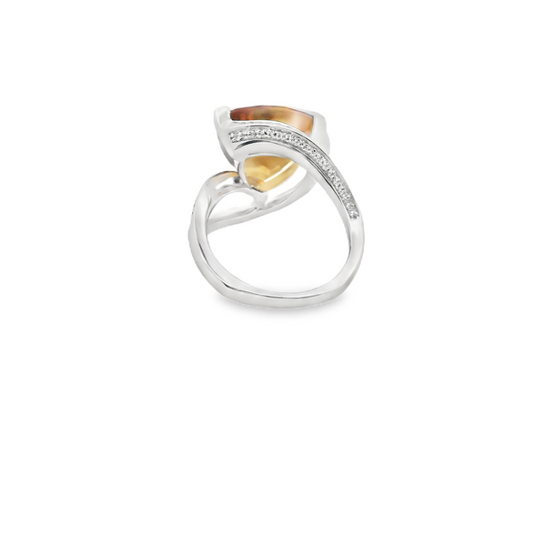 Sterling Silver Lab Created Lusterine and Created White Sapphire Bypass Design Ring Image 4 West and Company Auburn, NY