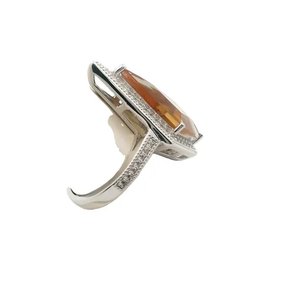 Sterling Silver Lab Grown Kite Shape Lusterine Ring with Lab Grown White Sapphire Halo Image 4 West and Company Auburn, NY