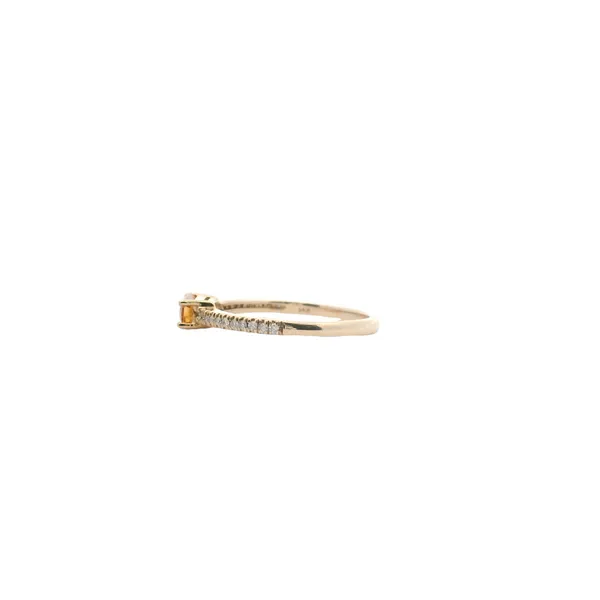 14K Yellow Gold Baguette Citrine Ring with Diamond Accents Image 2 West and Company Auburn, NY