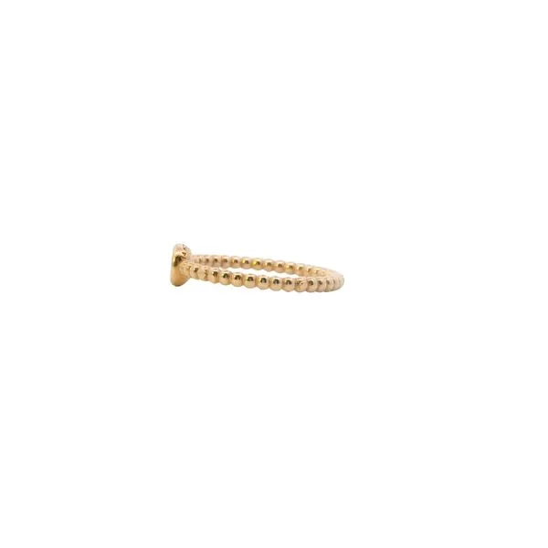 14K Yellow Gold Bezel Set Amethyst Ring with Beaded Band Image 2 West and Company Auburn, NY