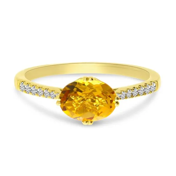 14K Yellow Gold Oval Citrine and Diamond Ring West and Company Auburn, NY