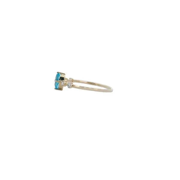 14K Yellow Gold Oval Blue Topaz And Diamond Ring Image 2 West and Company Auburn, NY