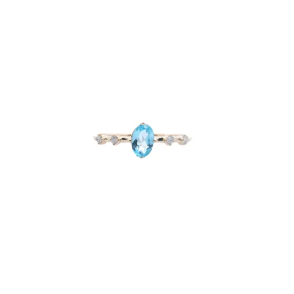 14K Yellow Gold Oval Blue Topaz And Diamond Ring West and Company Auburn, NY
