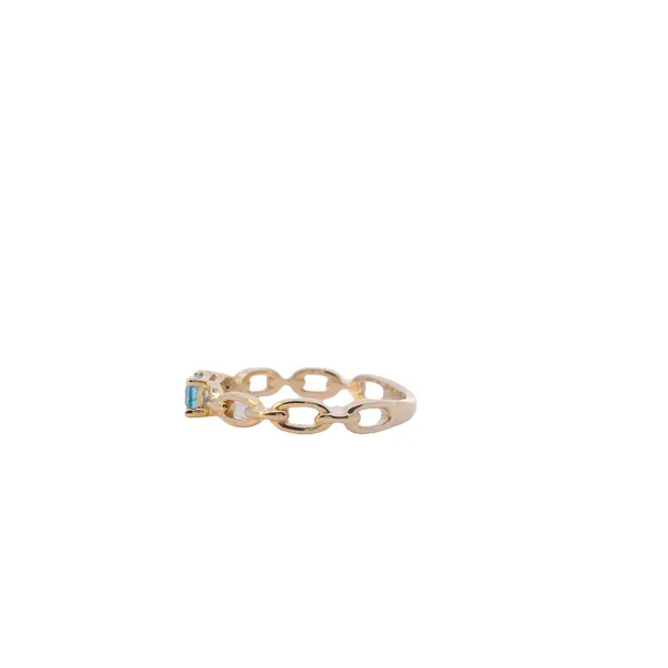14K Yellow Gold East West Blue Topaz Link Ring Image 2 West and Company Auburn, NY