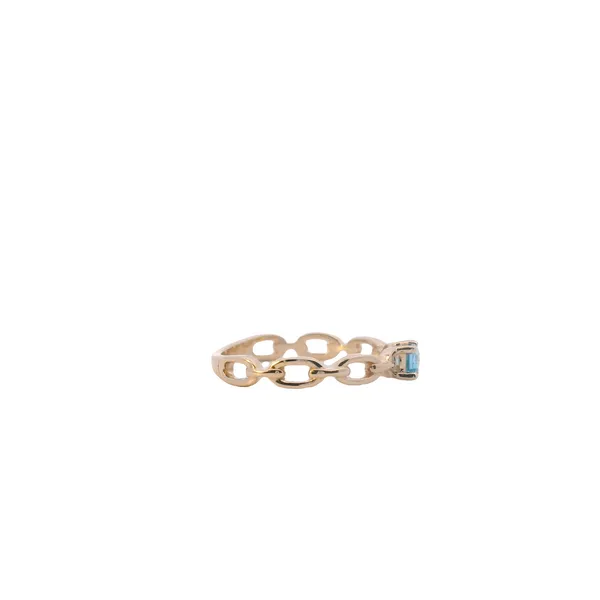 14K Yellow Gold East West Blue Topaz Link Ring Image 3 West and Company Auburn, NY